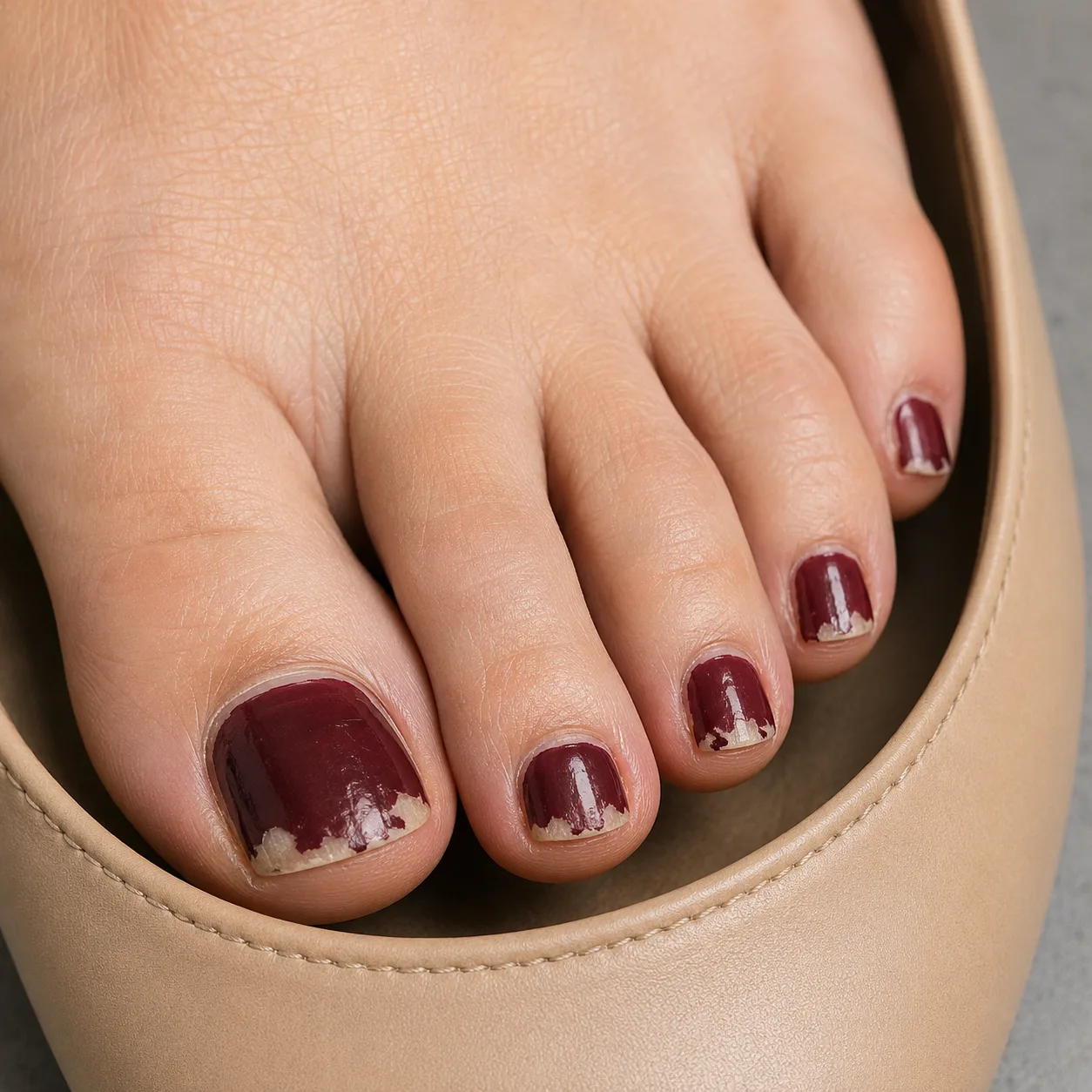 Toenail Polish Chips in Shoes